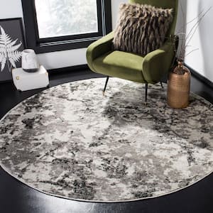 Skyler Gray/Ivory 7 ft. x 7 ft. Round Abstract Area Rug