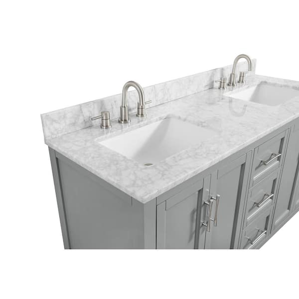 Home Decorators Collection Talmore 60 in. W x 22 in. D x 35 in. H  Freestanding Bath Vanity in Gray with White Cultured Marble Top VA-FC0201 -  The Home Depot