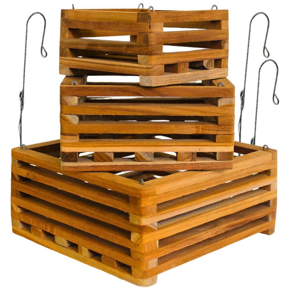 3 Pack Brown Wood Outdoor Orchid Basket with Hangers, 10 in. W, 8 in. W, and 6 in. W for Orchids, Staghorn Ferns price history on PriceWatchPro