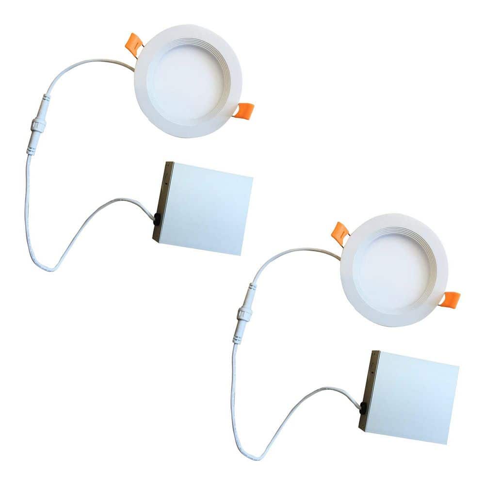 4 in. Canless 4000K, 65-Watt Equivalent, White Round Dimmable LED Baffle Recessed Downlight with J-Box Included (2-Pack) price history on PriceWatchPro