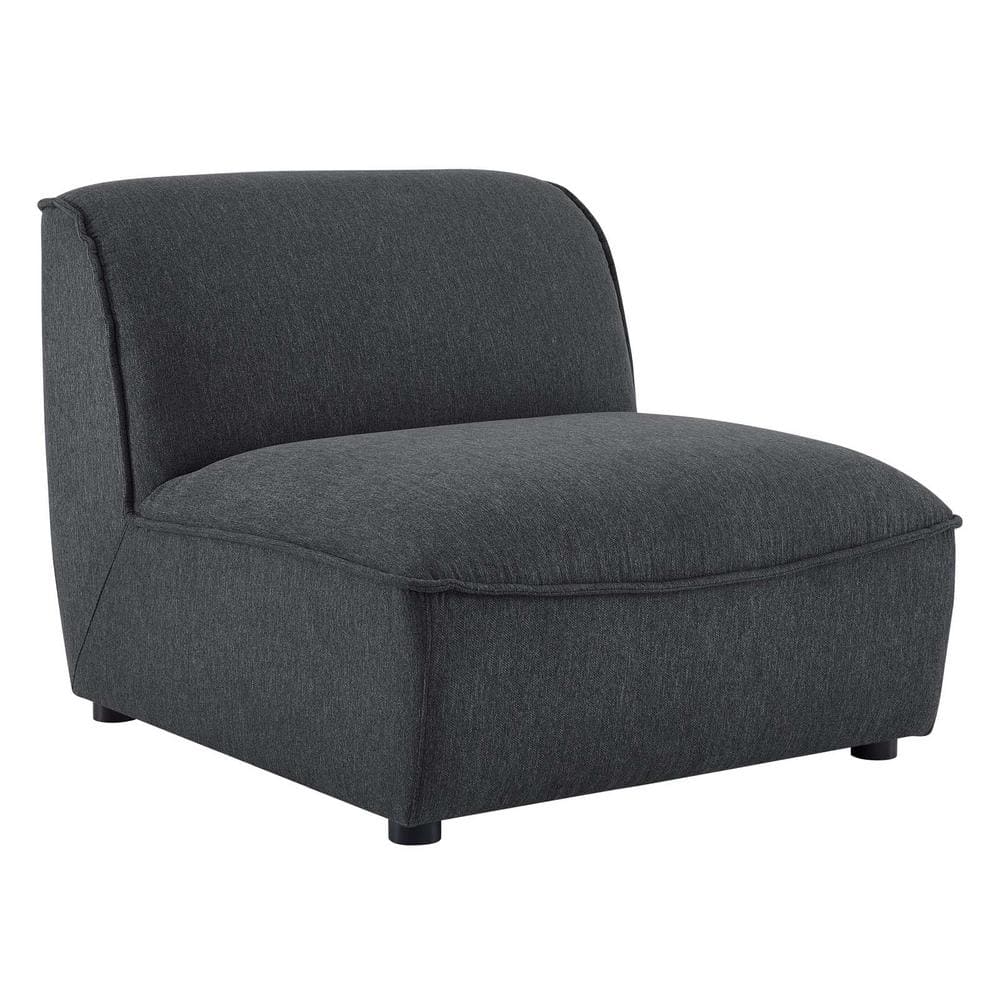 Charcoal Gray 4-Piece Modular Upholstered Sofa with Rubberwood Legs
