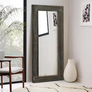 Large Brown Wood Antiqued Rustic Mirror (58 in. H X 24 in. W)