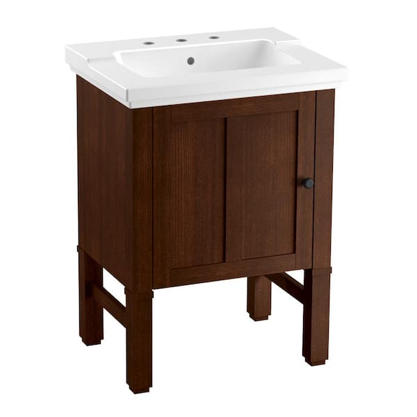 KOHLER Chambly 24 in. W Vanity in Woodland with Ceramic Vanity Top in White with White Basin