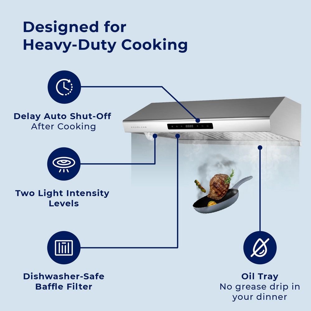 Hauslane 30" Stainless Steel Under Cabinet Range Hood with Baffle Filter