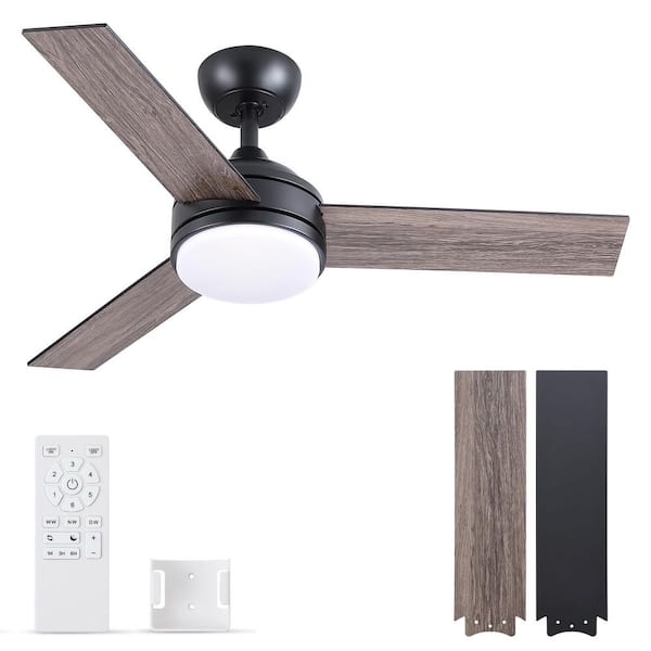 42 in. Indoor Downrod Mounted Modern Black Smart Ceiling Fan With Integrated LED, Work With Tuya APP and Voice Assistant