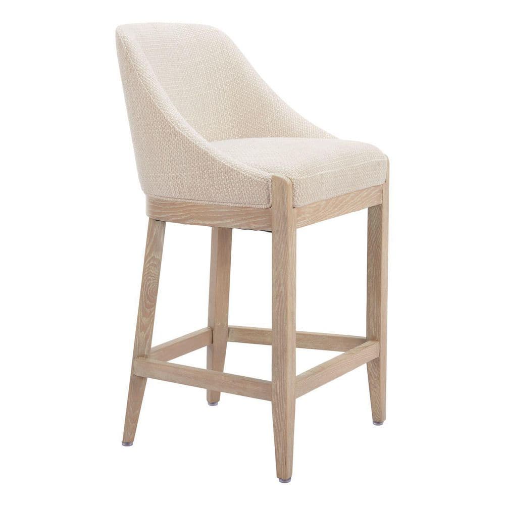 21.3 in. H Beige Finish High Back Wood Bar Stool with Faux Leather Square Seat Piece of 1 price history on PriceWatchPro
