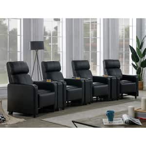 Toohey 7-piece Black Leather Upholstered Tufted Recliner Living Room Set