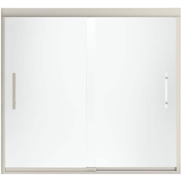 STERLING Finesse 55-60 in. x 56 in. Heavy Sliding Shower Door in Nickel with Handle