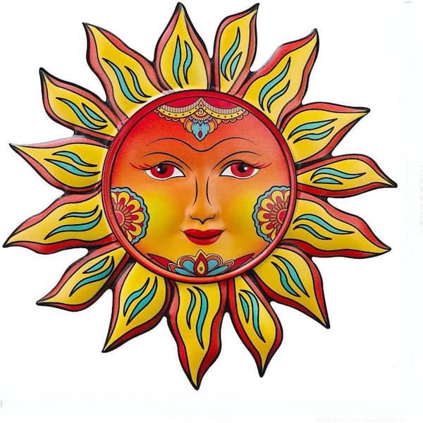 13 in. x 13 in. Metal Sun Flower Wall Decor Sculpture for Outdoor