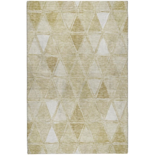 Dream Shag Premium Machine Washable Abstract ADS722 Khaki 9 ft. x 12 ft. Area Rug