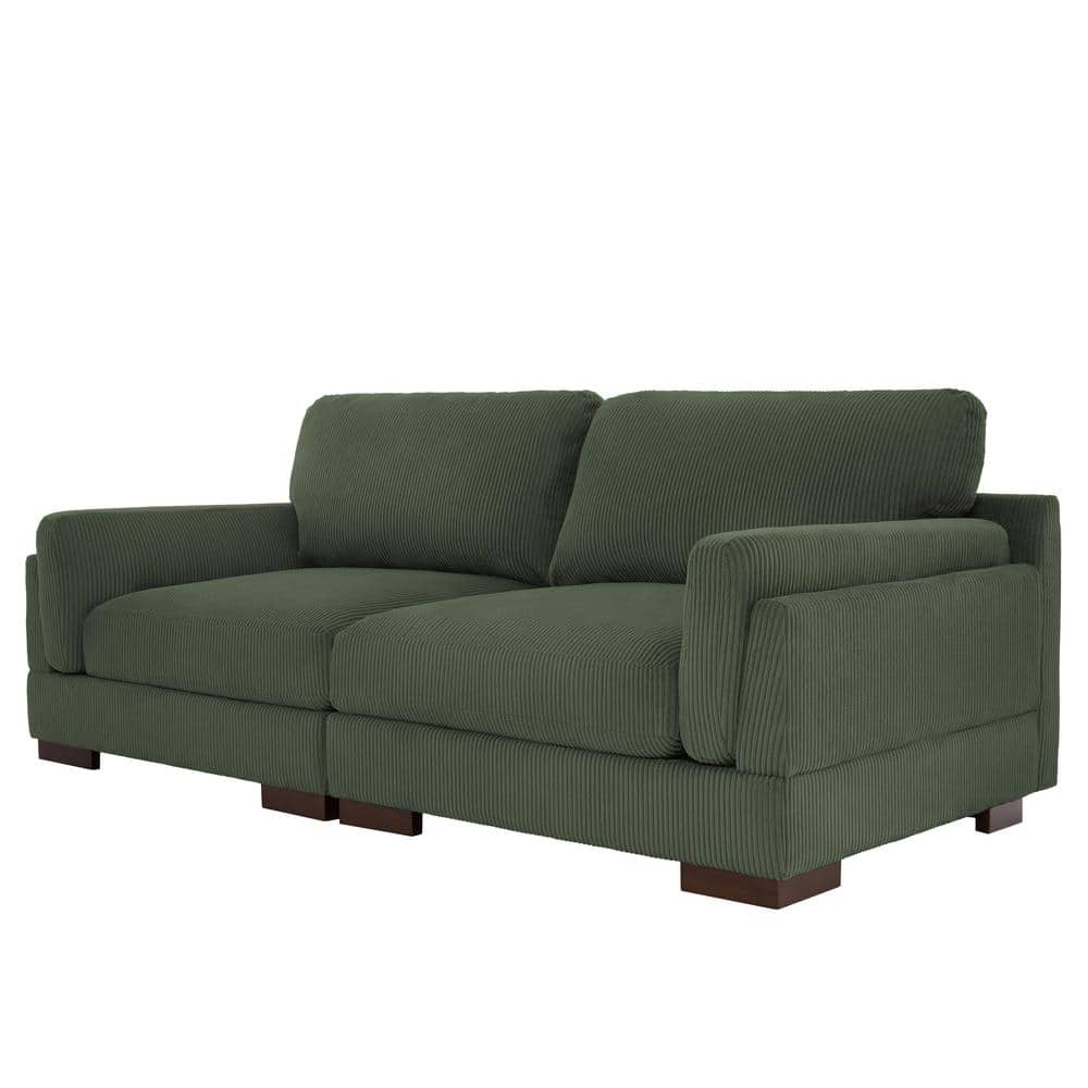 Uixe 90.6 in. Modern Square Arm Corduroy Fabric Rectangle