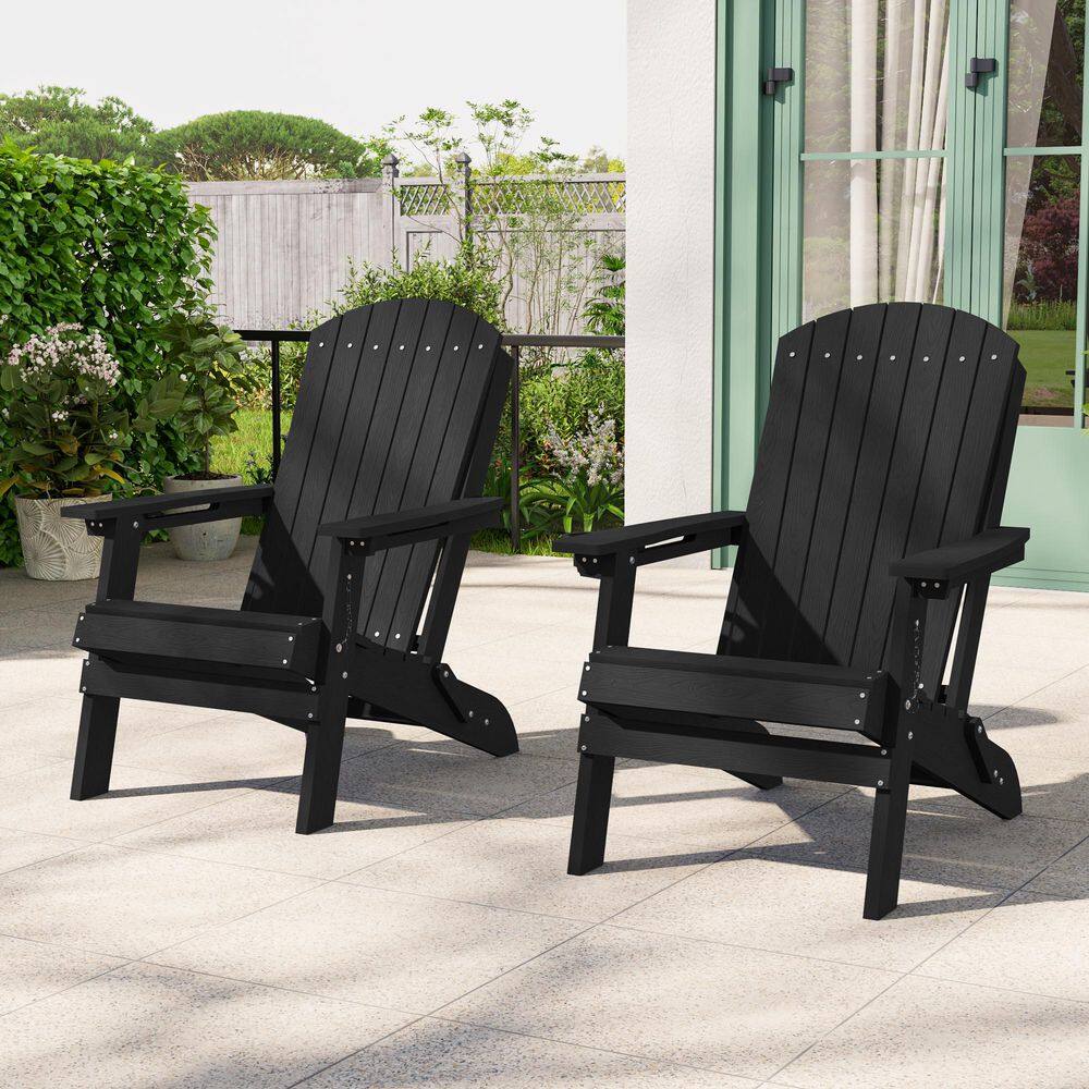 Durable Black Steel Outdoor Wicker Patio Seating Adirondack Chair, Set of 2 price history on PriceWatchPro