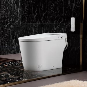 Intelligent 1.28 GPF Elongated Smart Bidet Toilet in White with Foot Sensor Function, Auto Open and Auto Close