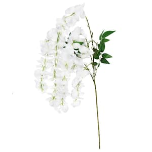 44 in. White Artificial Japanese Wisteria Flower Stem Hanging Spray Bush (Set of 3)