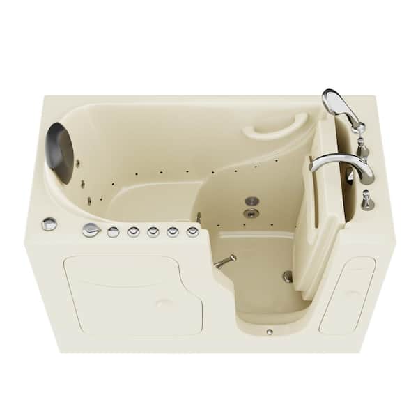 Universal Tubs Safe Premier Series 28 in. L x 53 in. W Right Side Drain Combination Jetted Bathtub in Biscuit with Microbubbles Jet