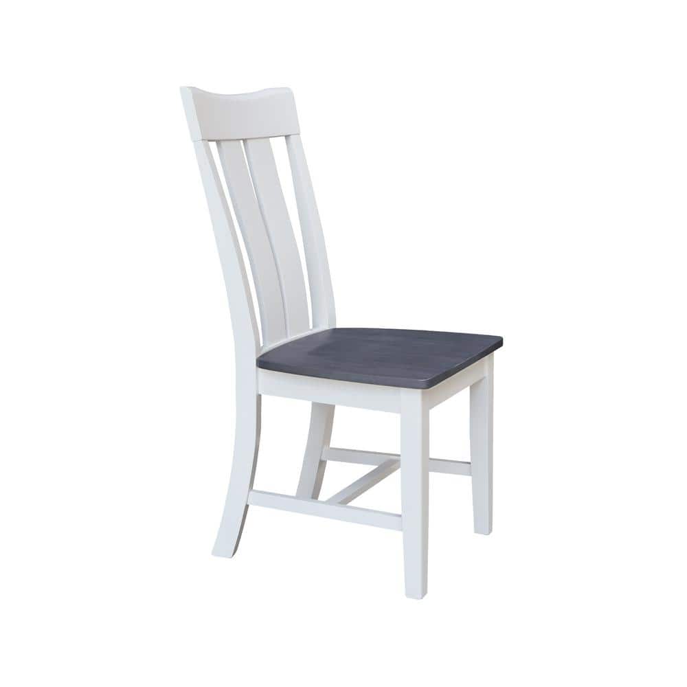 Elegant Gray Slat-Back Solid Wood Side Chair, 43" High