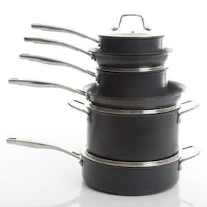 Arbor Heights 10-Piece Aluminum Nonstick Cookware Set in Black
