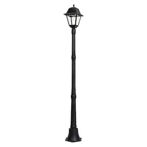 1-Light Black Dusk to Dawn Cast Aluminum Solar Outdoor Post Light with Integrated LEDs