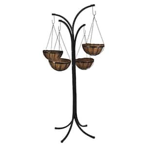 12 in. Metal Hanging Basket with Tree Stand (4-Pack)