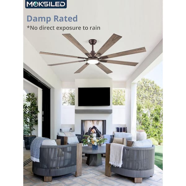 72 in. Indoor/Outdoor 8-Blade LED Bronze Ceiling Fan with Light, DC Motor and Remote Control