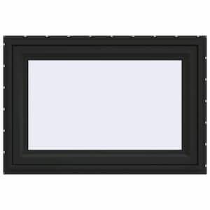 48 in. x 30 in. V-4500 Series Bronze Exterior/White Interior FiniShield Vinyl Awning Window with Fiberglass Mesh Screen