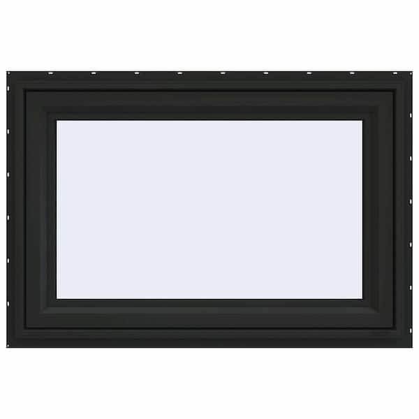 JELD-WEN 48 in. x 30 in. V-4500 Series Bronze Exterior/White Interior FiniShield Vinyl Awning Window with Fiberglass Mesh Screen
