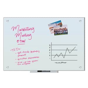 35 in. x 23 in. White Frosted Surface Frameless Magnetic Glass Dry Erase Board for High Energy Magnets