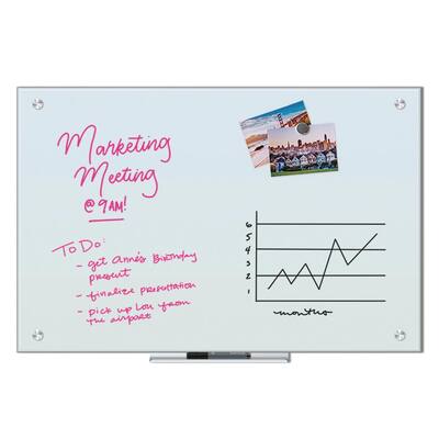 70 in. x 35 in. Black Surface Frameless Glass Dry Erase Board