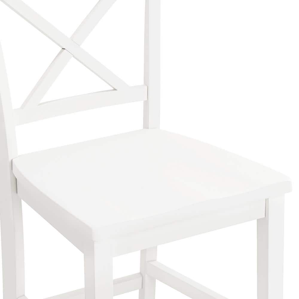 White Wood X-Back Counter Height Bar Stools Set of 4