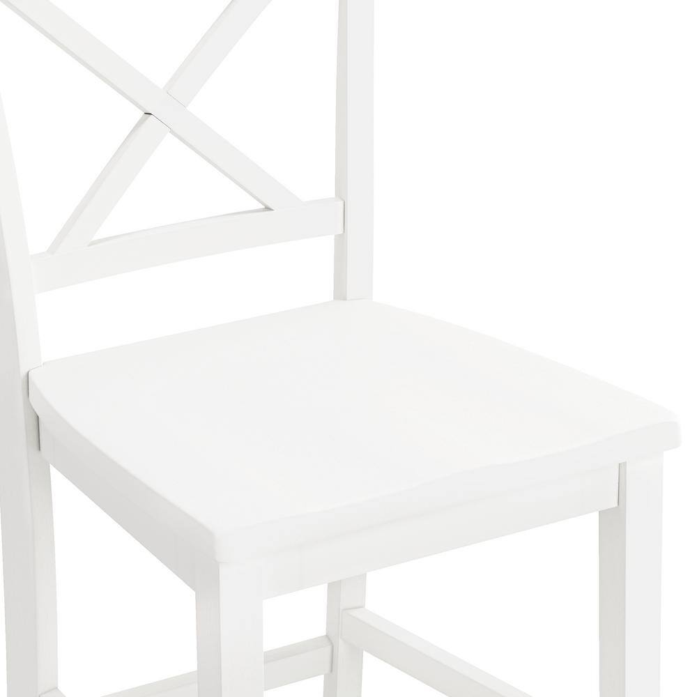 White Wood X-Back Counter Height Bar Stools Set of 2