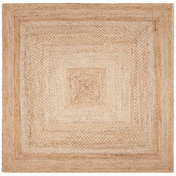 SAFAVIEH Natural Fiber Beige/Ivory 4 ft. x 4 ft. Woven Border Square Area Rug