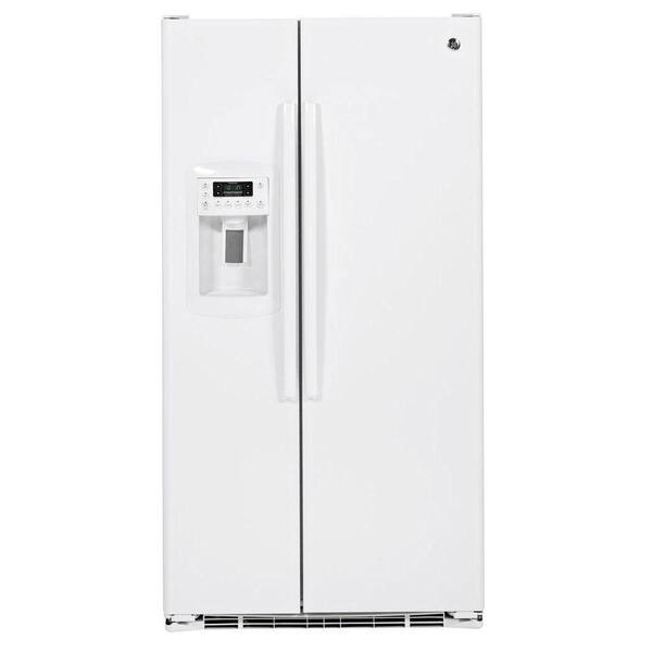 GE 22.66 cu. ft. Side by Side Refrigerator in White, Counter Depth