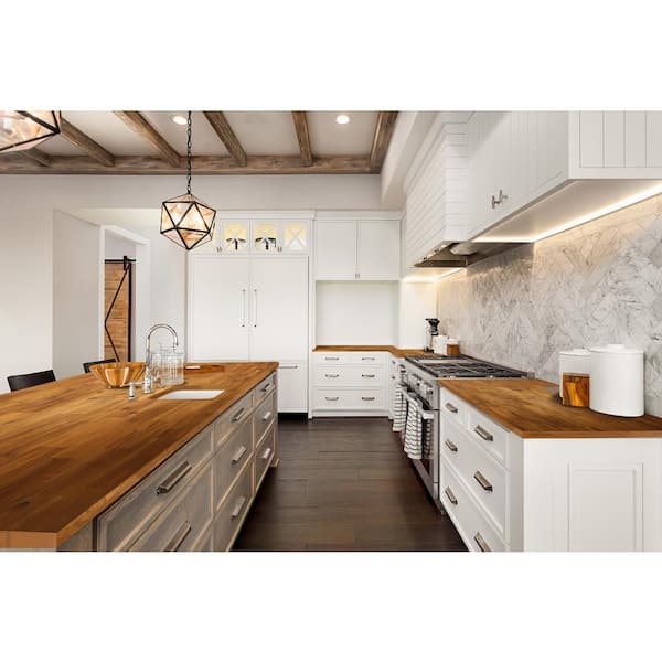 Interbuild 6 ft. L x 25.5 in. D, Acacia Butcher Block Standard Countertop in Light Oak with Square Edge