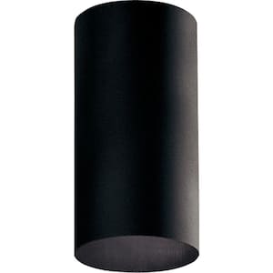Cylinder Collection 6" Black Modern Aluminum Outdoor Ceiling Light for Garage, Porch and Entry