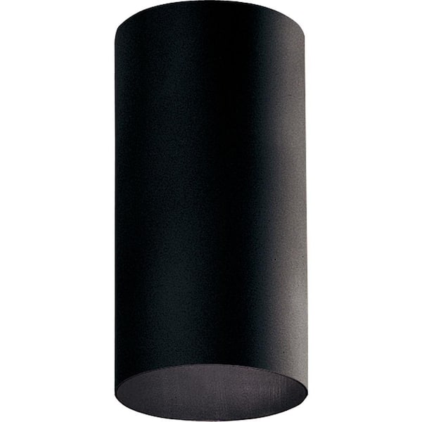 Progress Lighting Cylinder Collection 6" Black Modern Aluminum Outdoor Ceiling Light for Garage, Porch and Entry