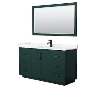 Miranda 60 in. W x 22 in. D x 33.75 in. H Single Bath Vanity in Green with Giotto qt. Top and 58 in. Mirror