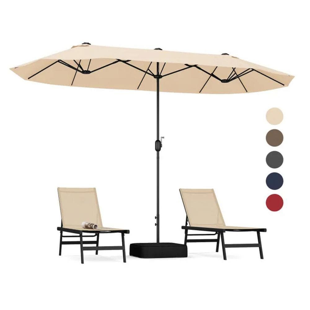 13 ft. Double-Patio Umbrella and Base, Umbrella with Crank Handle in Beige price history on PriceWatchPro