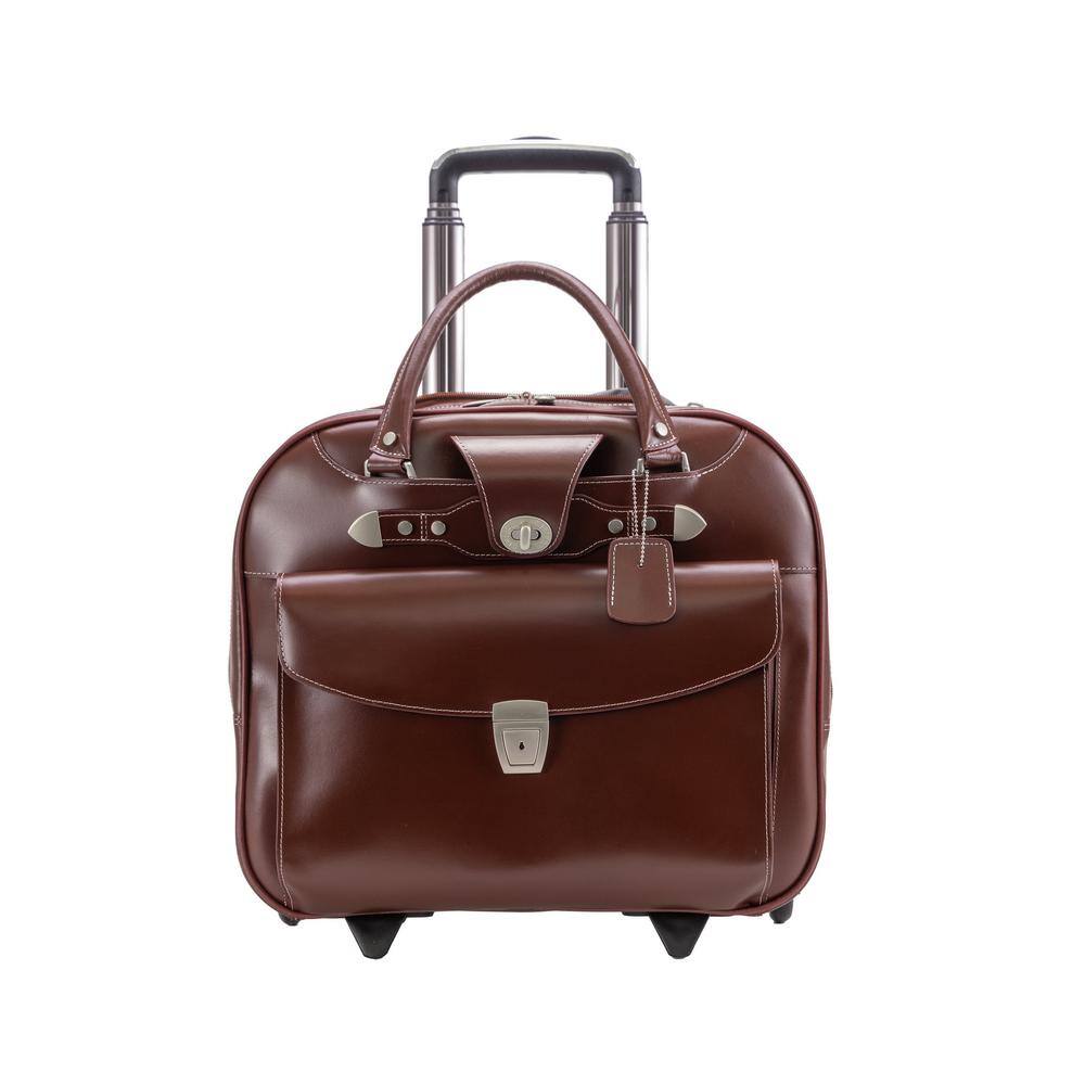 McKLEIN Denali 10.5 in. Red Top Grain Cowhide Leather 15 in. Wheeled Ladies' Laptop Briefcase