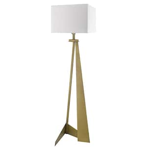 59.75 in. White and Gold Traditional Shaped Standard Floor Lamp With White Novelty Shade