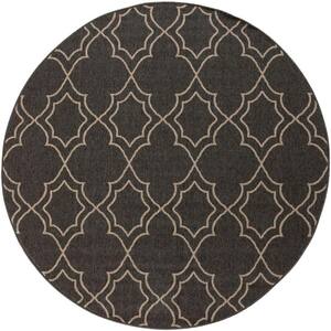 Anderson Black 7 ft. x 7 ft. Round Indoor/Outdoor Patio Area Rug