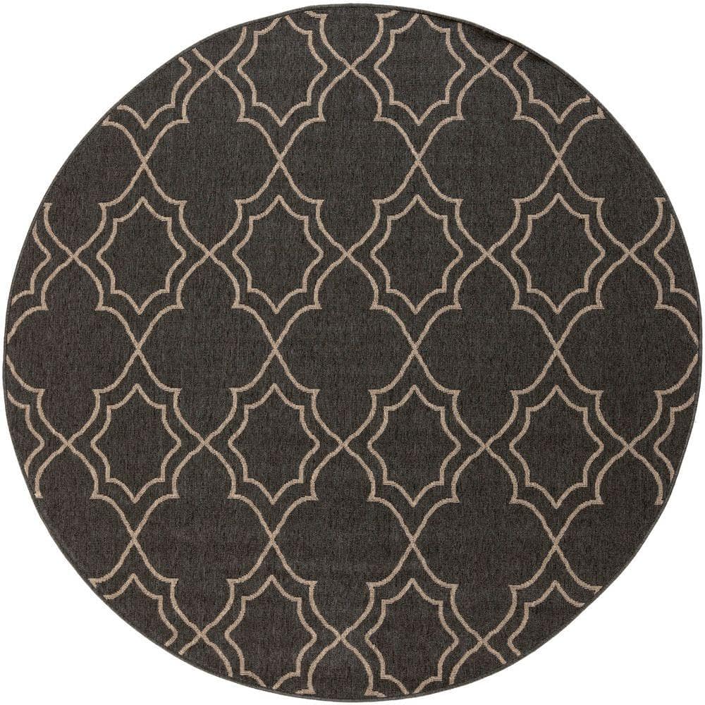 Livabliss Anderson Black 5 ft. x 5 ft. Round Indoor/Outdoor Patio Area ...