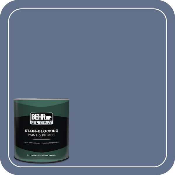 BEHR ULTRA 1 qt. #600F-6 Atlantic Blue Semi-Gloss Enamel Exterior Paint & Primer
