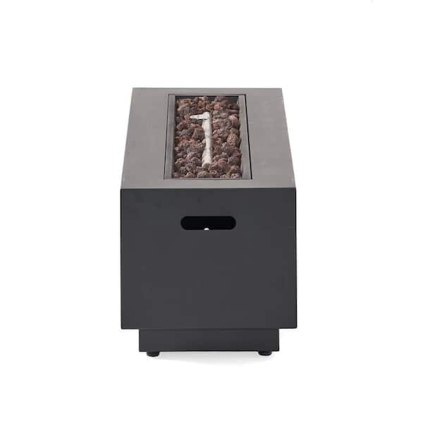 Wellington 15 in. x 15 in. Rectangular Iron Gas Outdoor Patio Fire Pit in Dark Gray with Tank Holder