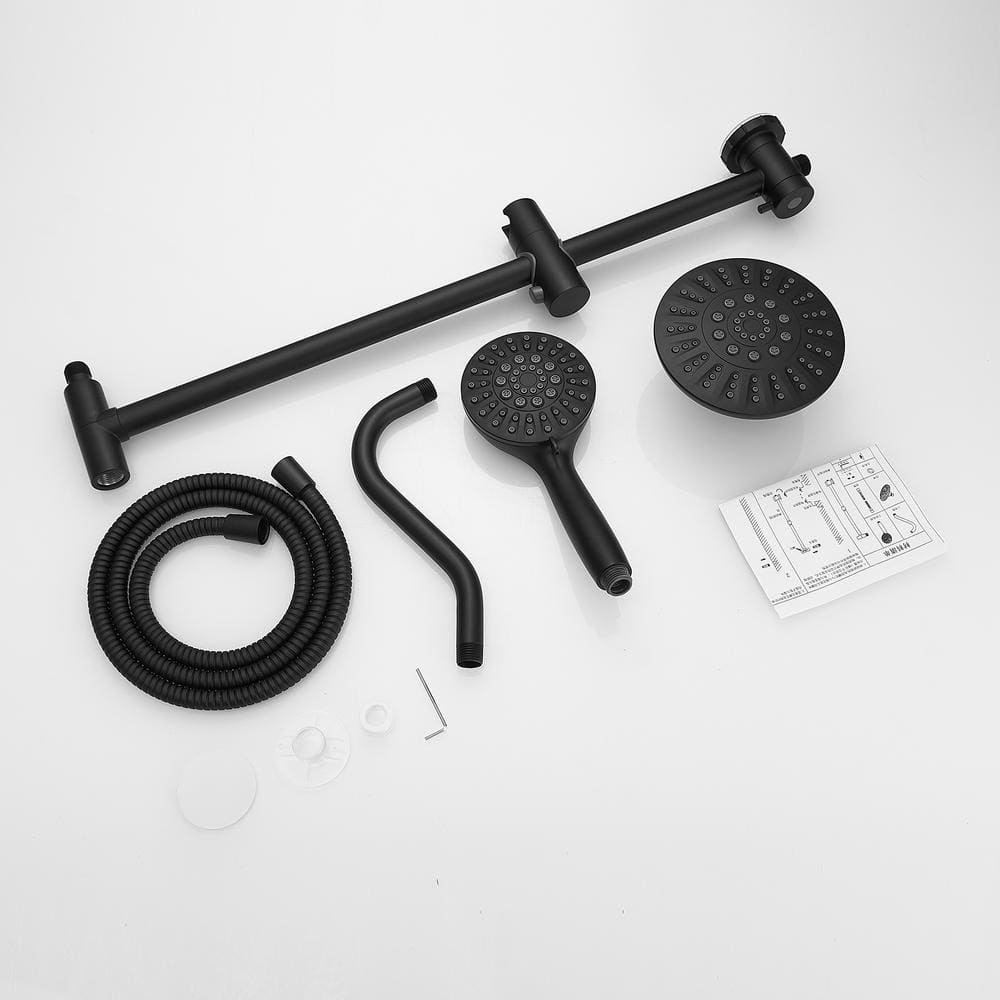 Matte Black Wall Mounted Dual Shower Head with Stainless Steel Hose