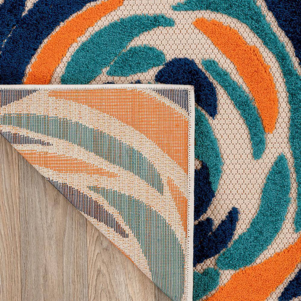 Multi Floral Synthetic 5' x 7' Stain-Resistant Area Rug