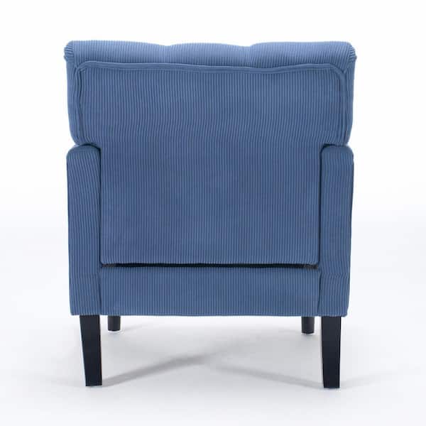 Seafuloy 26 in. W Blue Corduroy Fabric Club Chair Mid Century