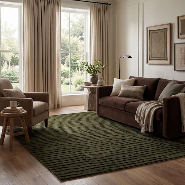 Nivella Solid Cloud Washable Area Green 8 ft. x 10 ft. Indoor Area Rug
