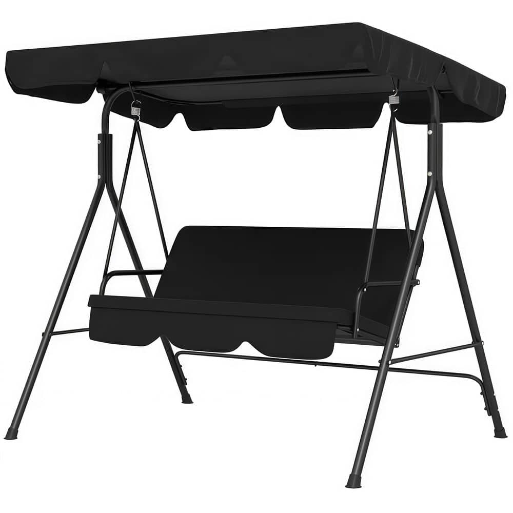 3-Seat Patio Swing Chair with Adjustable Canopy, 440 lbs Capacity, Steel Frame for Outdoor Use, Black price history on PriceWatchPro