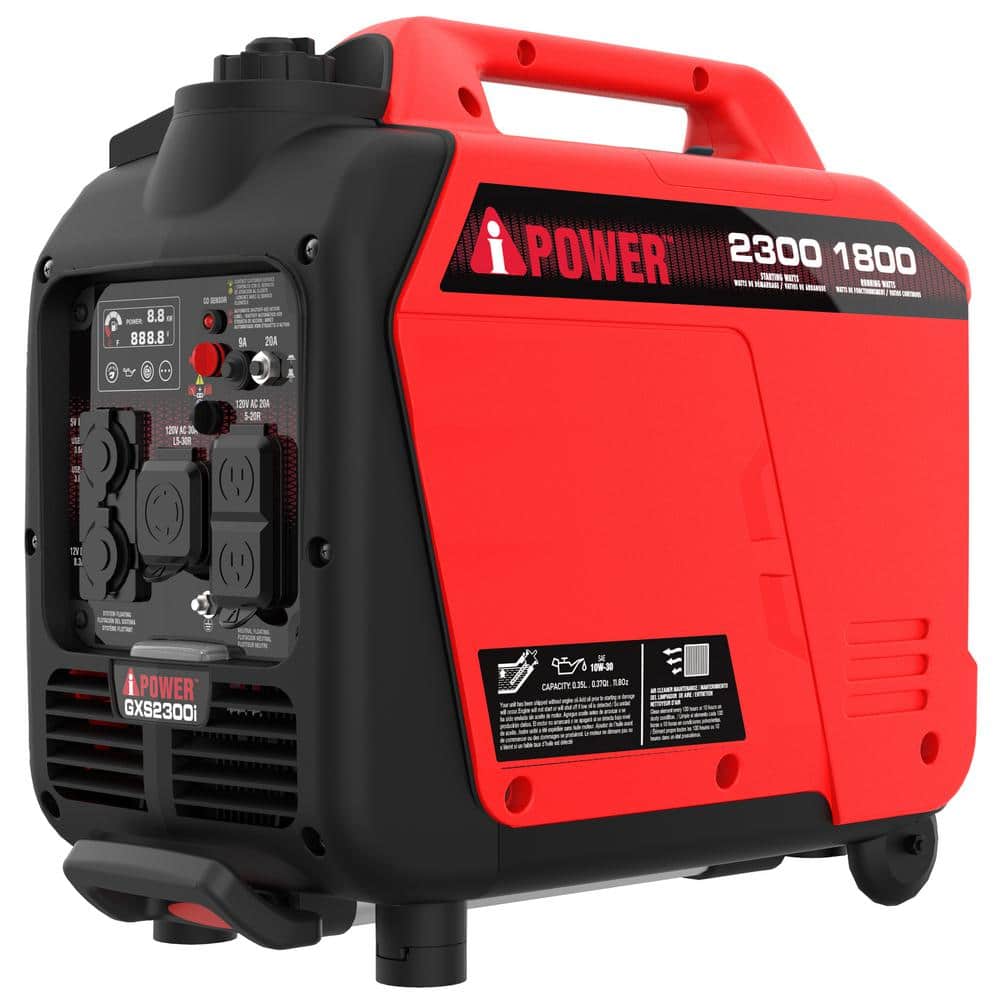 A-iPower 2300-Watt Recoil Start Gasoline Powered Ultra-Weight Inverter Generator with 80cc OHV Engine and CO Sensor Shutdown -  GXS2300i