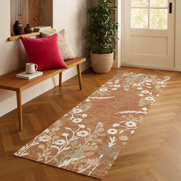 Chantille Machine Washable Indoor/Outdoor Abstract ACN2334 Paprika 2 ft. 3 in. x 7 ft. 6 in. Runner Rug